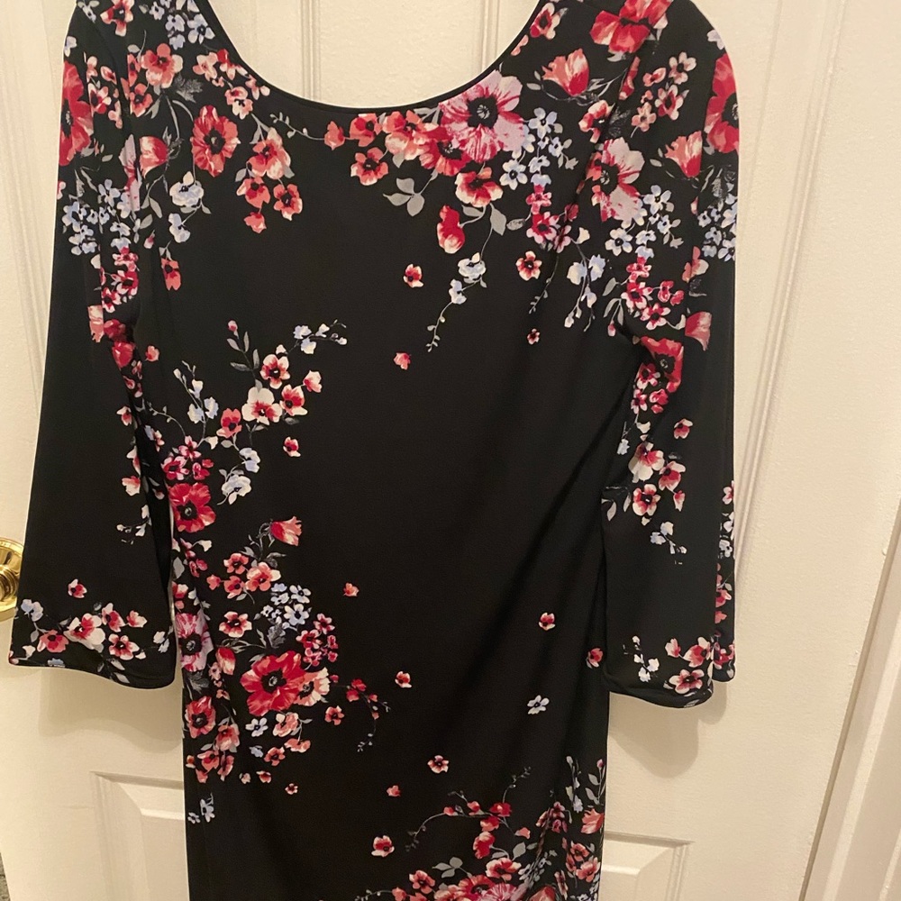 White House Black Market Reversible Black Floral Dress